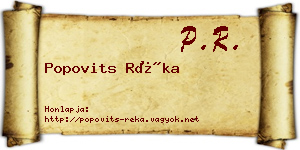 Popovits Réka névjegykártya